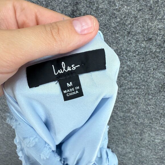 Lulus Bodysuit Women M Medium Blue Polka Dot Embroidered Sleeveless Halter Neck - Picture 3 of 5